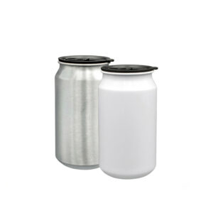 LATA DE ALUMINIO 350 ML BLANCO CON TAPA PLASTICA / REVESTIMIENTO PARA SUBLIMACIÓN