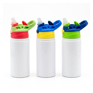 BOTELLA 500ML ALUMINIO BLANCA COLOR AZUL Y NARANJA