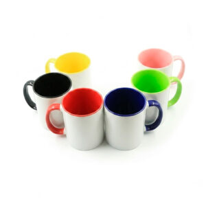 TAZA 11 OZ BLANCA CON INTERIOR Y ASA DE COLOR