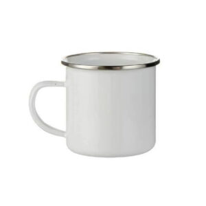 TAZA 11 OZ DE PELTRE CON BORDE DE ACERO INOXIDABLE