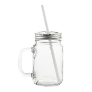 MASON JAR TRANSPARENTE 500ML TAPA PLATA