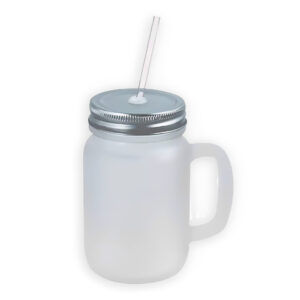MASON JAR GLASEADO 500ML TAPA PLATA