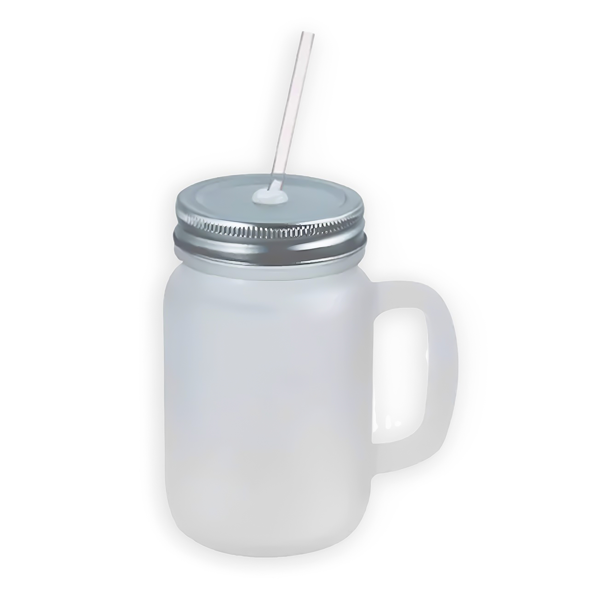 MASON JAR GLASEADO 500ML TAPA PLATA